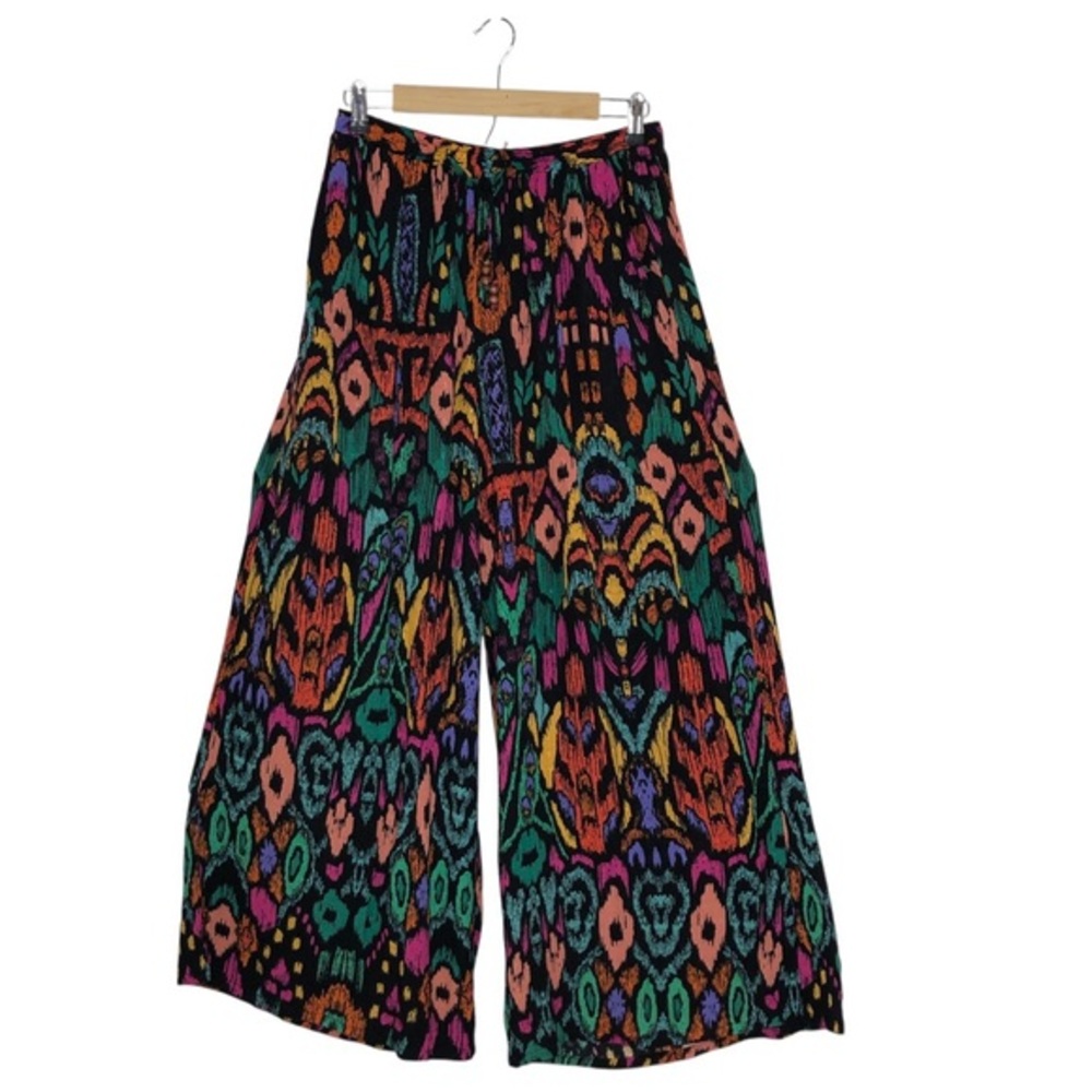 Christian Siriano Colorful Elastic Drawstring Pockets Wide-Leg Boho Pants S